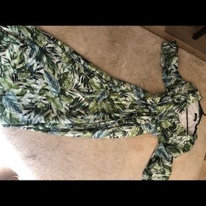 Green floral print maxi dress